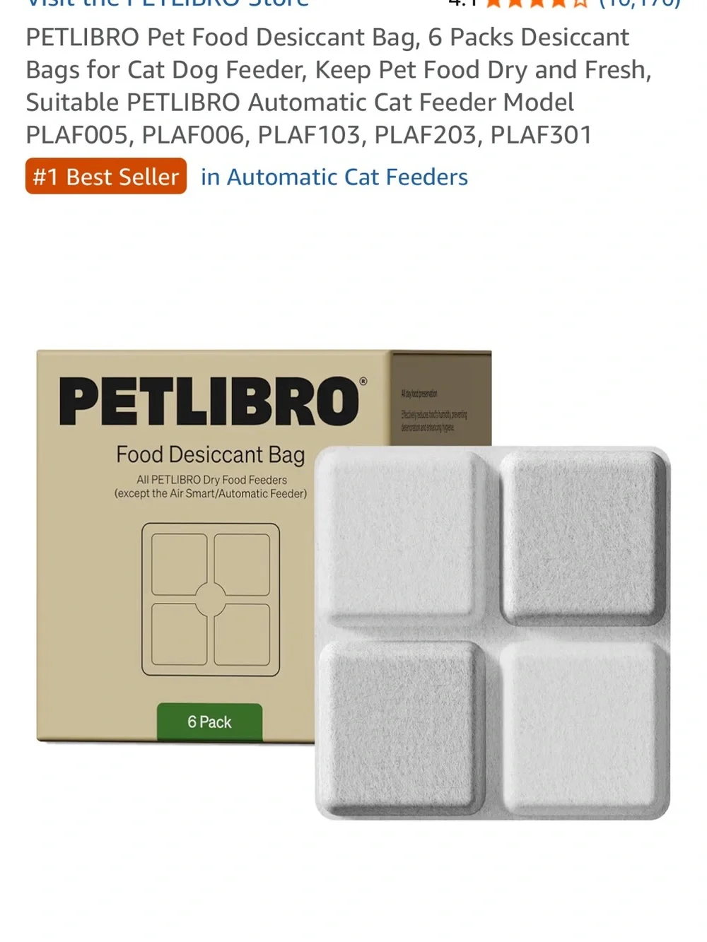White Food Desiccant Bag for Cat Feeders - 6 Pack